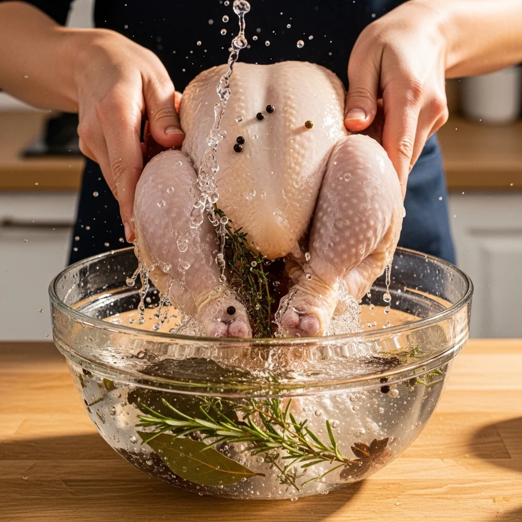 preparing chicken brine recipe in glass bowl
