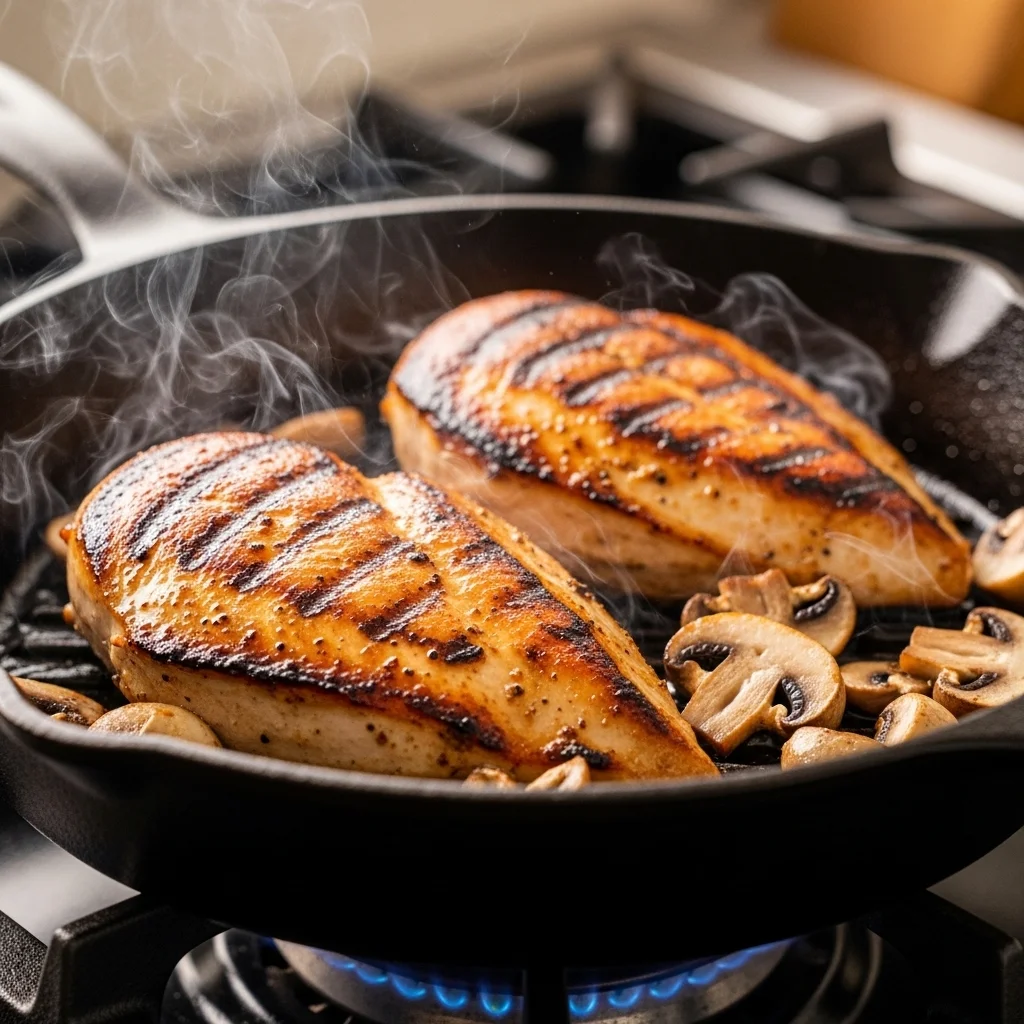 cooking alice springs chicken recipe in skillet