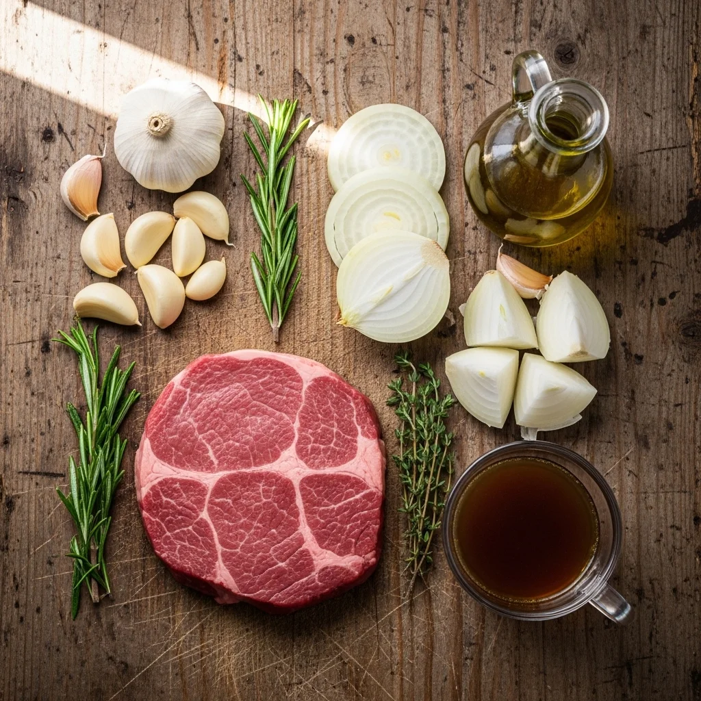 beef round steak recipe ingredients on table