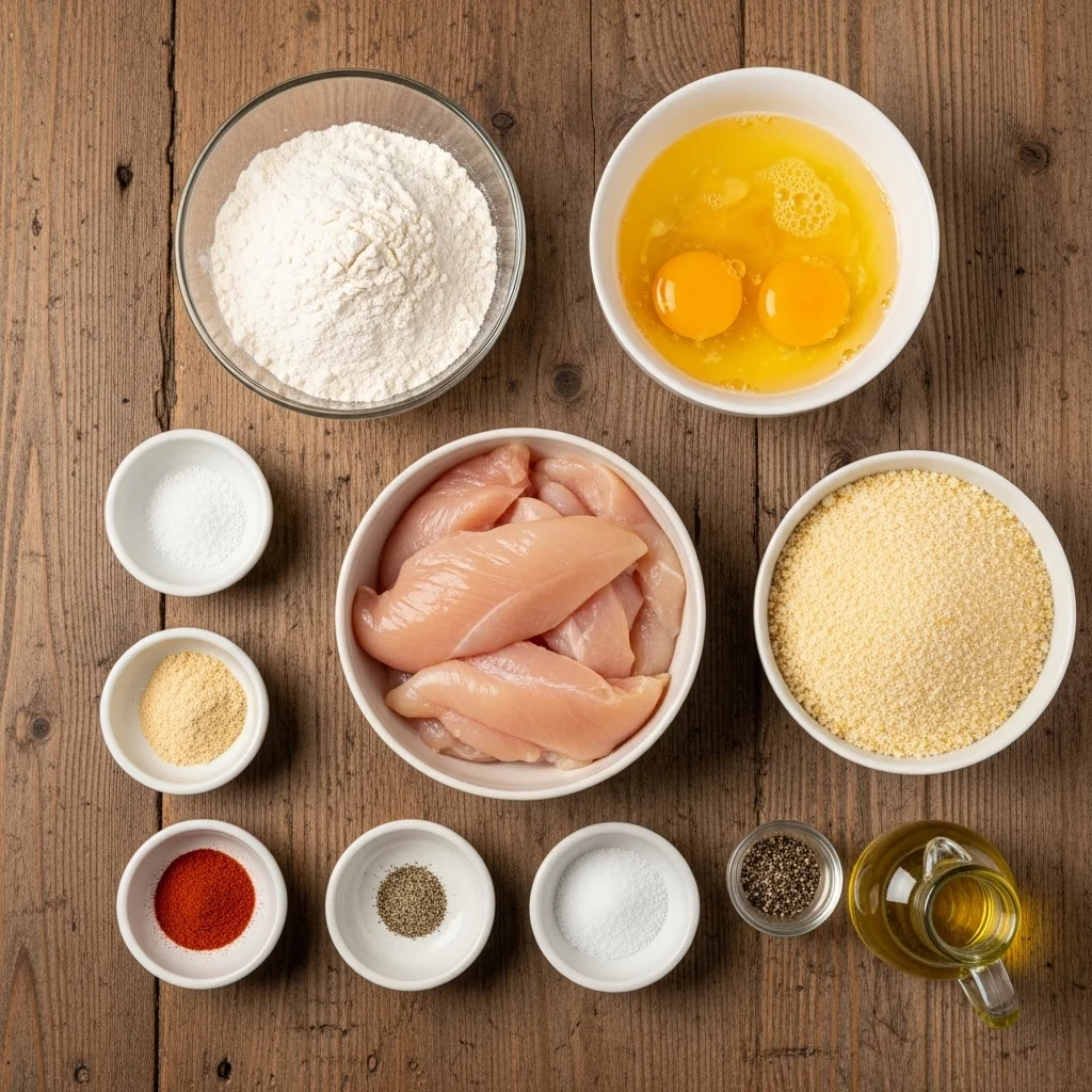 ingredients for fried chicken strips recipe