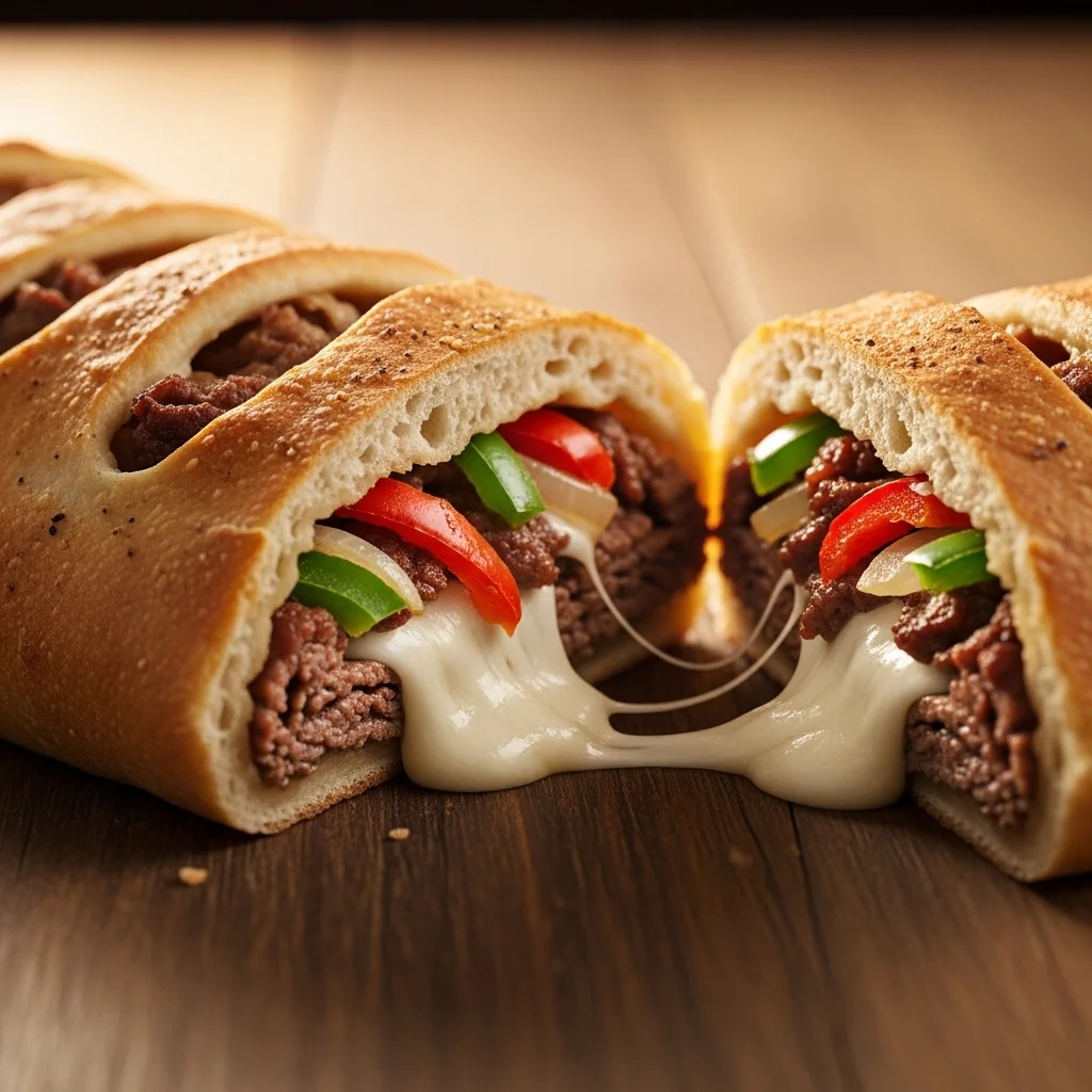 homemade Mozzarella Cheesesteak Stromboli recipe