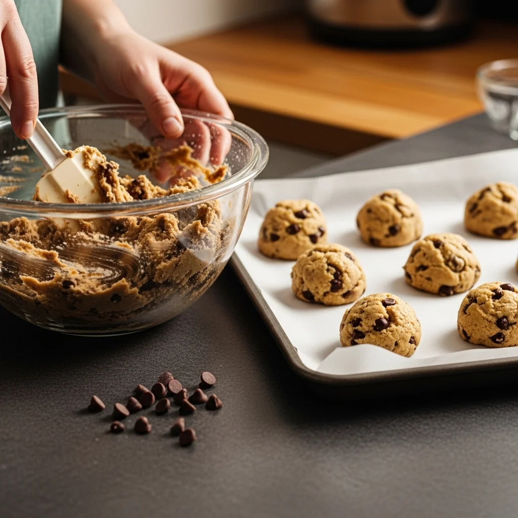 preparing crumbl cookie recipe dough