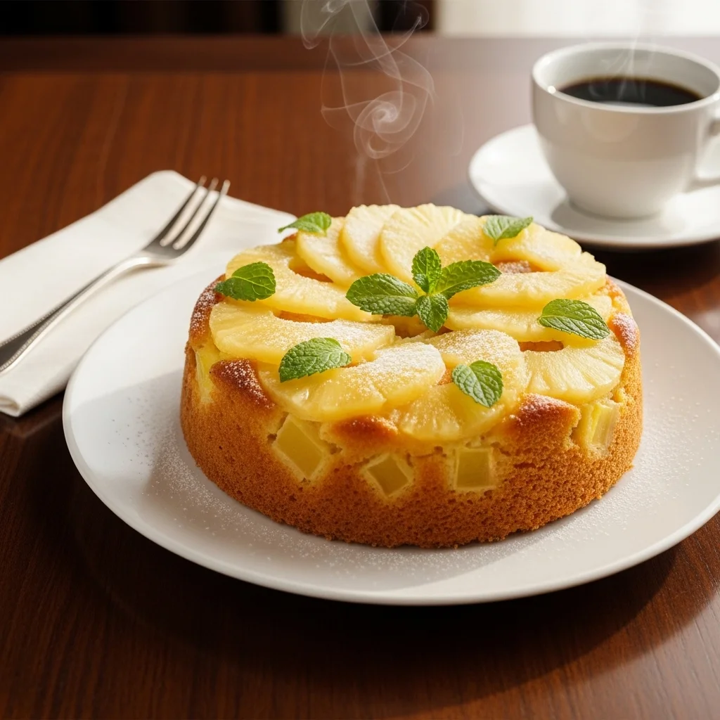 freshly baked pineapple cake recipe served on plate