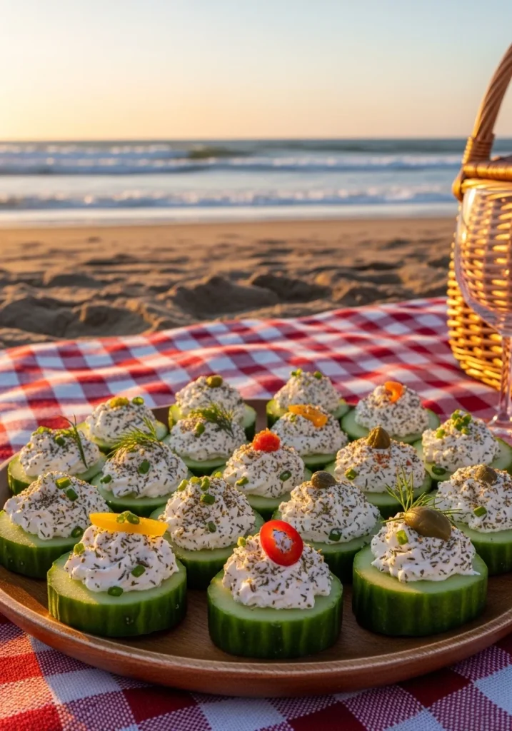 cucumber cream cheese snack beach picnic