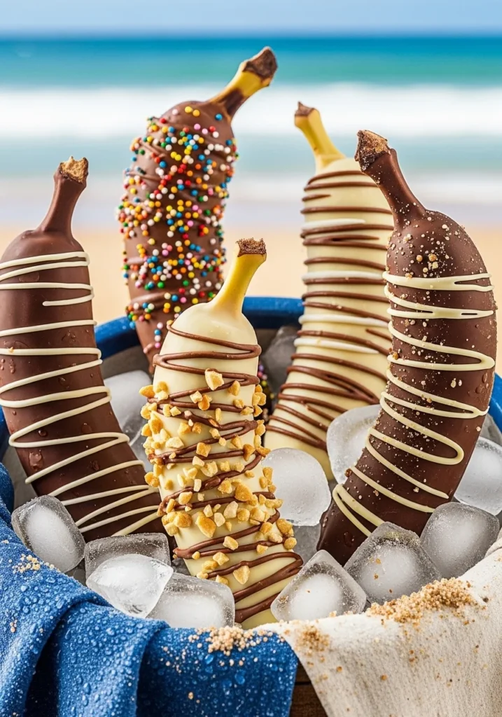 chocolate dipped frozen bananas beach snack