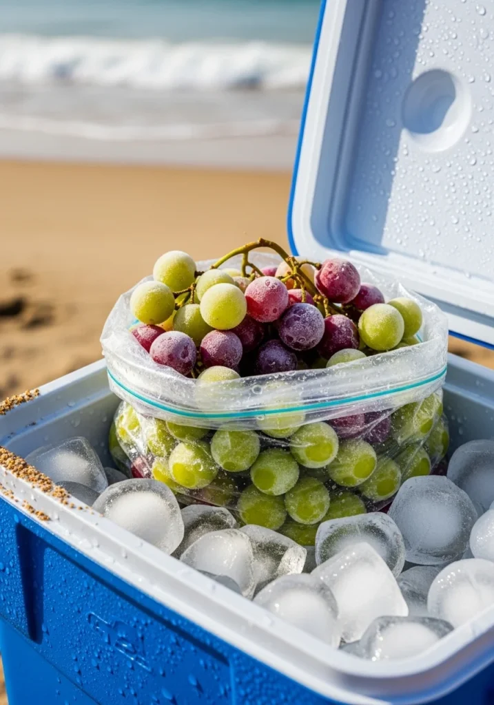 frozen grapes cooler beach snack