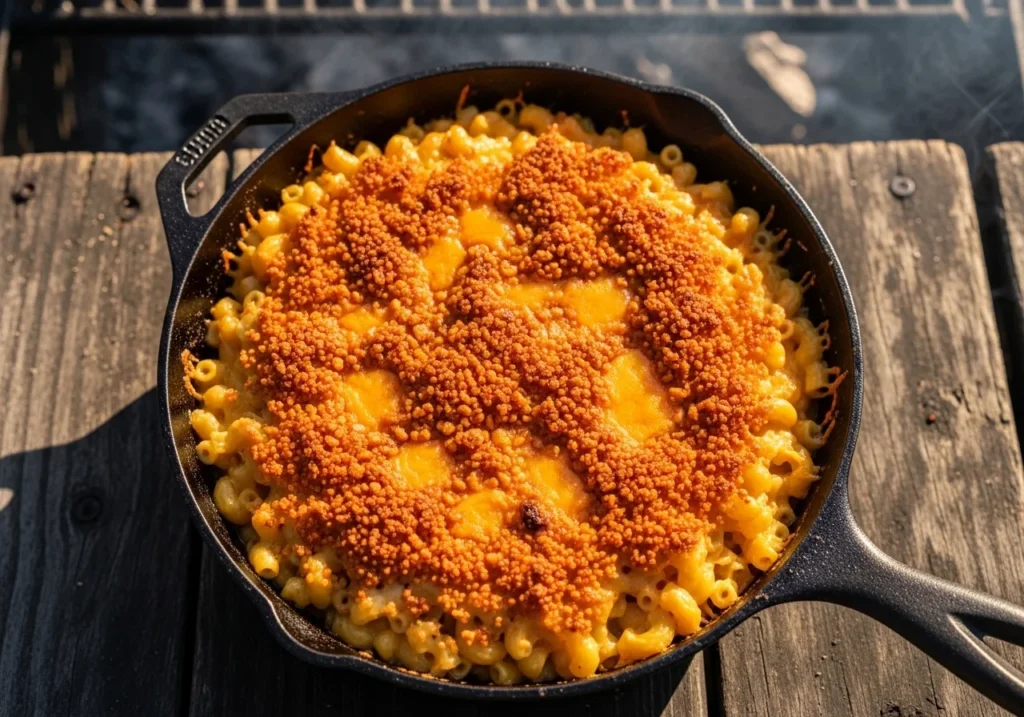 best smoked mac and cheese recipe in a cast iron skillet