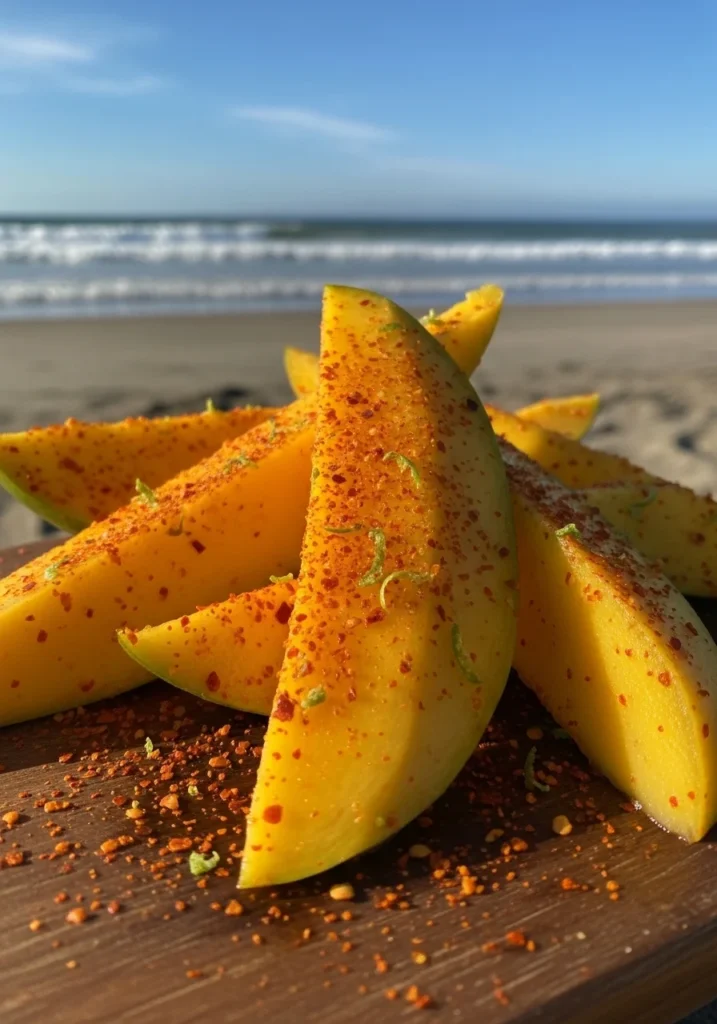 mango slices with tajin beach snack