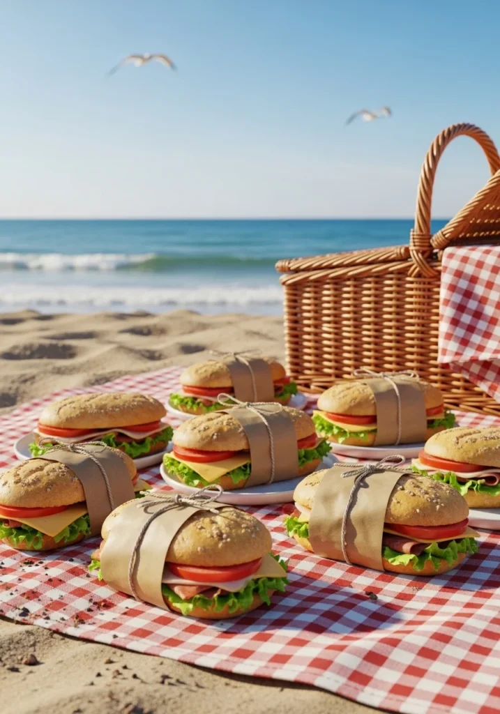 mini sandwiches picnic beach lunch