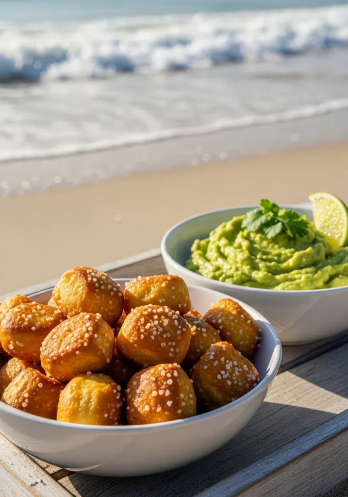 pretzel nuggets guacamole beach snack