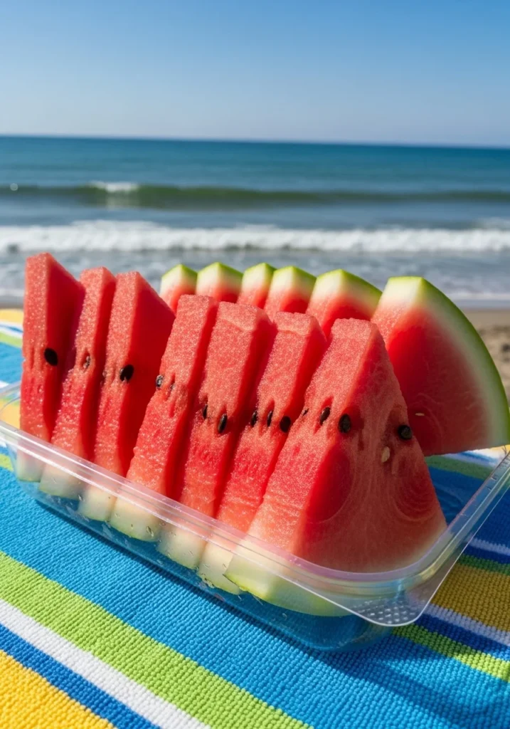 fresh watermelon slices beach cooler snack