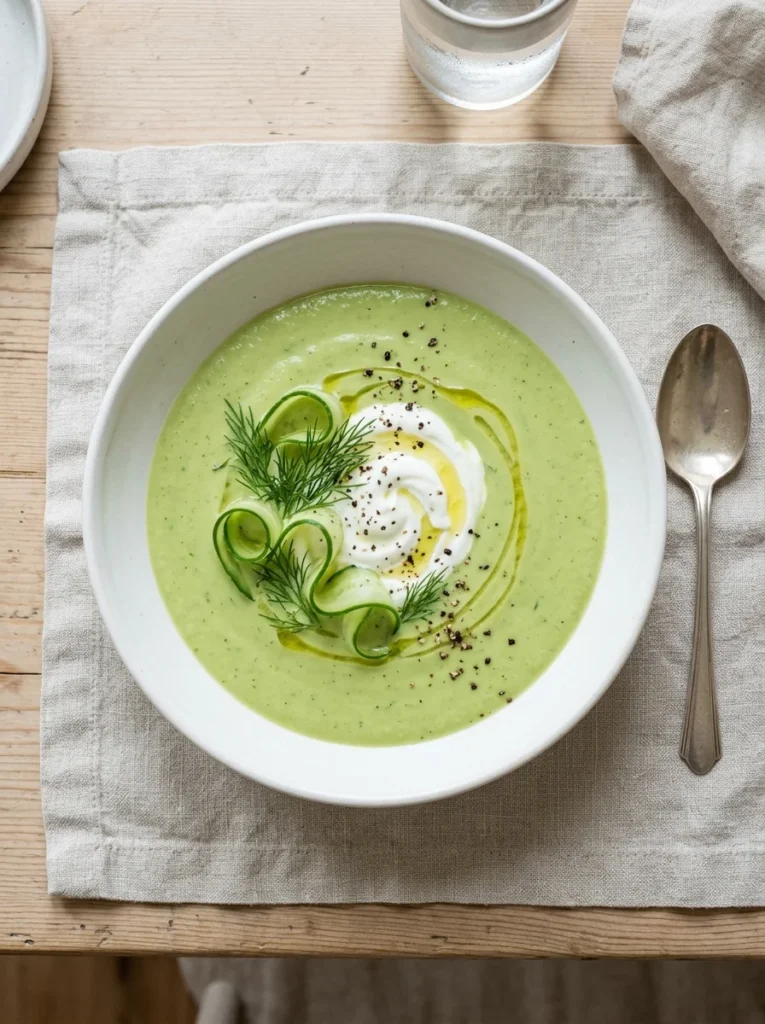 cold avocado cucumber soup no cook summer dinner idea