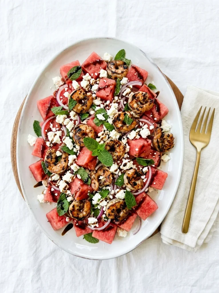 watermelon feta salad grilled shrimp refreshing summer dinner