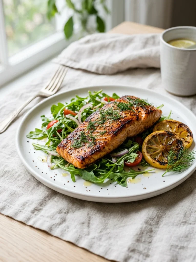 lemon herb grilled salmon healthy summer dinner recipe