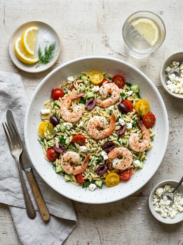 Greek shrimp orzo salad fresh summer dinner recipe