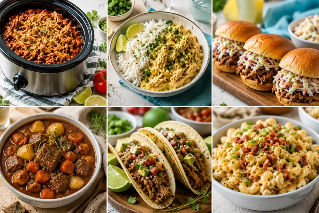 summer crockpot chicken tacos salsa verde final serving table