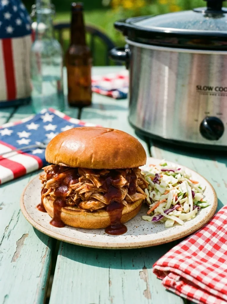 15 Easy Crockpot Chicken Recipes That Basically Cook Themselves 8 Easy crockpot BBQ chicken sandwich on brioche bun